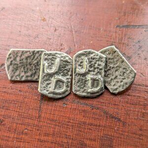 Brutalist monogram cufflinks, Vintage arts and crafts JD cuff links, modernist